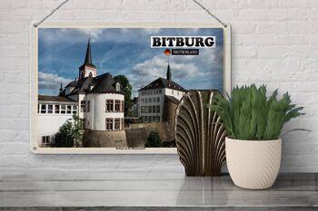 Plaque en tôle Villes Hôtel de ville de Bitburg sur le mur romain 30x20cm 3