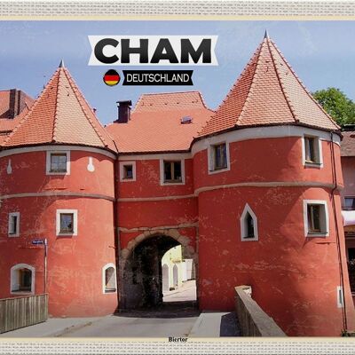 Metal sign cities Cham Biertor architecture wall decoration 30x20cm