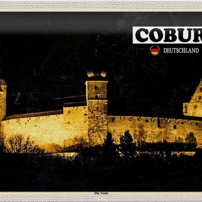 Targa in metallo città Coburg Il Castello di Veste 30x20 cm