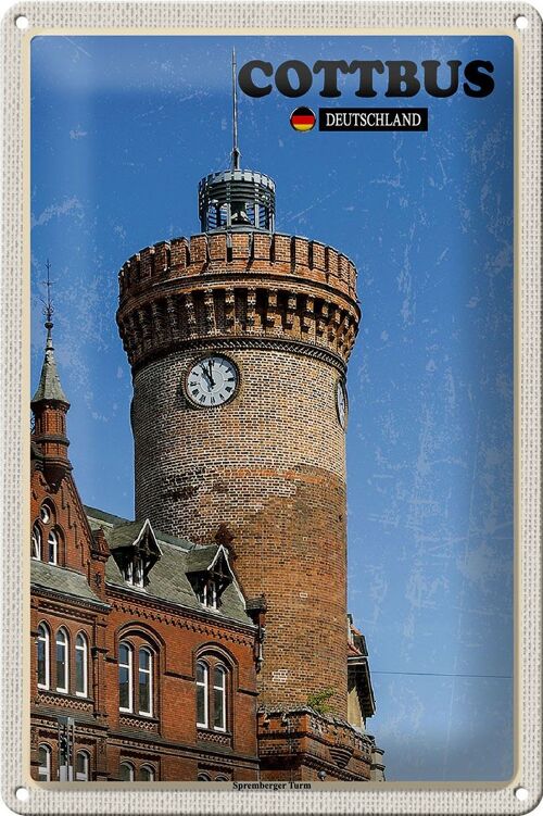 Blechschild Städte Cottbus Spremberger Turm 20x30cm