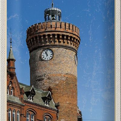 Targa in metallo città Cottbus Spremberger Tower 20x30 cm