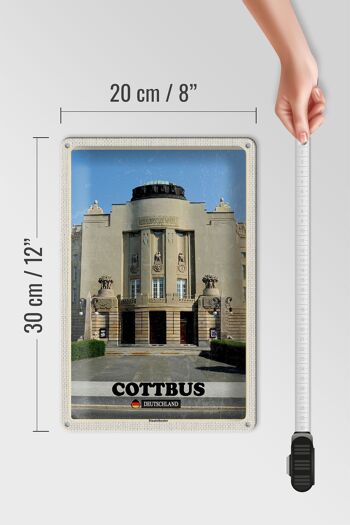 Plaque en tôle villes Cottbus State Theatre architecture 20x30cm 4