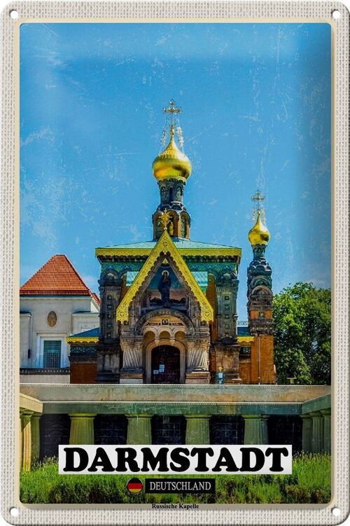 Blechschild Städte Darmstadt Russische Kapelle 20x30cm
