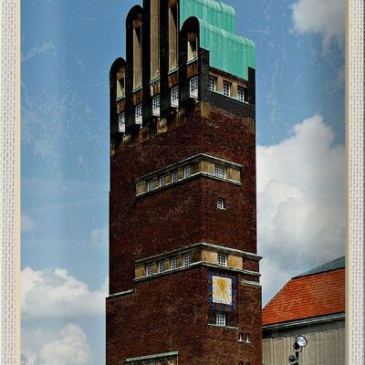 Targa in metallo città Darmstadt architettura torre nuziale 20x30 cm