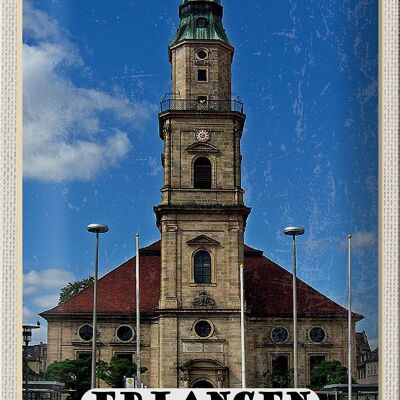 Plaque en tôle villes Erlangen Église Huguenote 20x30cm