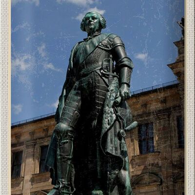 Cartel de chapa ciudades Erlangen margrave estatua 20x30cm