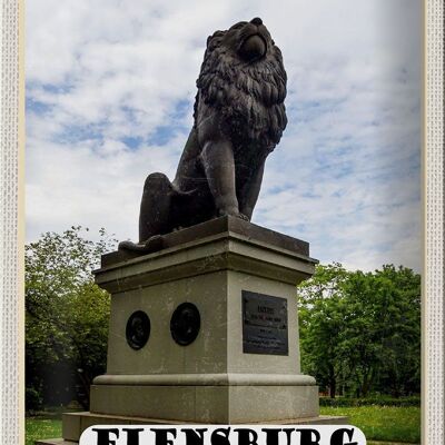 Metal sign cities Flensburg Idstedt lion sculpture 20x30cm