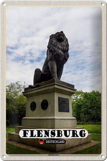 Signe en étain villes Flensburg Idstedt sculpture de lion 20x30cm 1