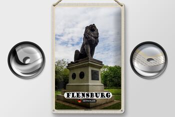 Signe en étain villes Flensburg Idstedt sculpture de lion 20x30cm 2