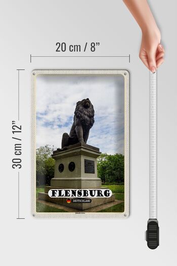Signe en étain villes Flensburg Idstedt sculpture de lion 20x30cm 4
