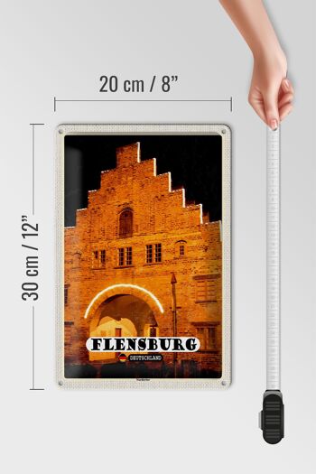 Plaque en tôle villes Flensburg Nordertor architecture 20x30cm 4