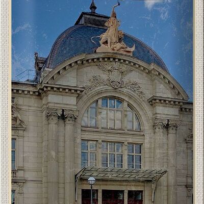 Plaque en étain villes Fürth, architecture du théâtre de la ville 20x30cm