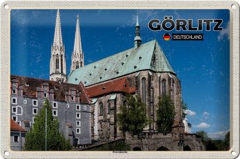 Plaque en tôle villes Görlitz Peterskirche city trip 30x20cm 1