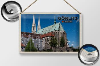 Plaque en tôle villes Görlitz Peterskirche city trip 30x20cm 2
