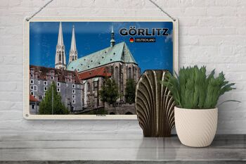 Plaque en tôle villes Görlitz Peterskirche city trip 30x20cm 3