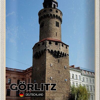 Targa in metallo città Görlitz Torre Reichenbacher 20x30 cm