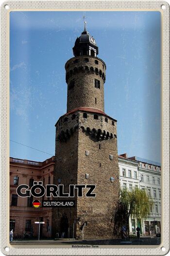 Plaque en tôle villes Görlitz Reichenbacher Tower 20x30cm 1