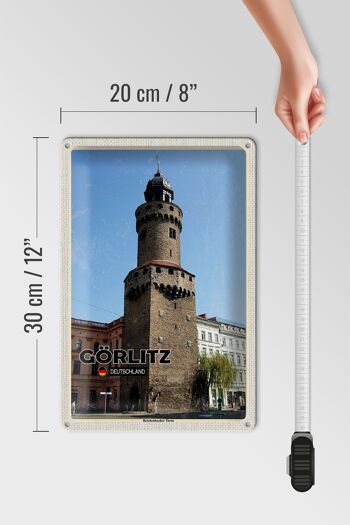 Plaque en tôle villes Görlitz Reichenbacher Tower 20x30cm 4