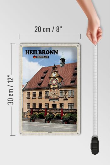 Plaque en tôle Villes Heilbronn Mairie Vieille Ville 20x30cm 4