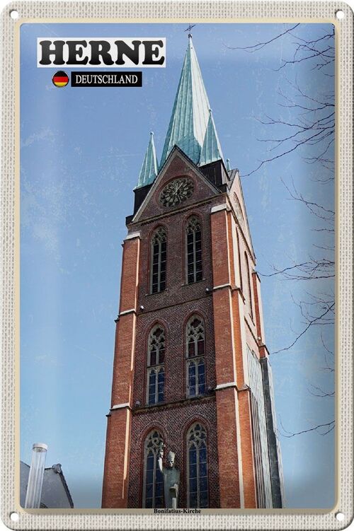 Blechschild Städte Herne Bonifatius-Kirche Architektur 20x30cm