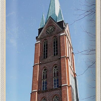 Plaque en étain villes Herne Bonifatius, architecture de l'église 20x30cm