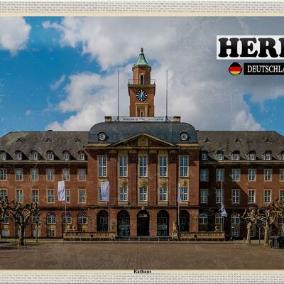 Metal sign cities Herne town hall architecture 30x20cm