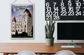 Plaque en tôle villes Ingolstadt Nouveau Château 20x30cm 3