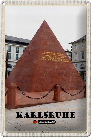 Plaque en tôle villes Karlsruhe architecture pyramidale 20x30cm 1