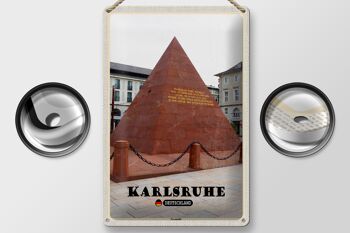 Plaque en tôle villes Karlsruhe architecture pyramidale 20x30cm 2