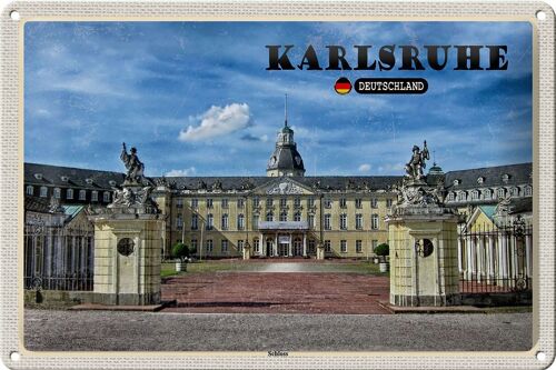 Blechschild Städte Karlsruhe Schloss Brunnen 30x20cm