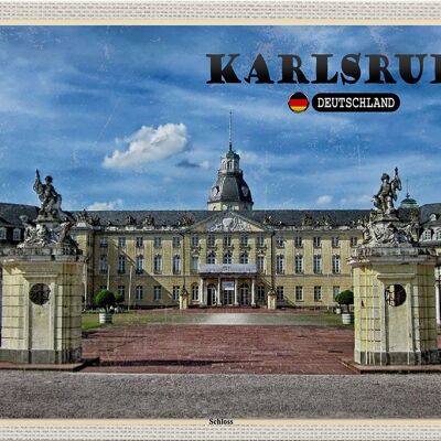 Cartel de chapa ciudades Fuente del castillo de Karlsruhe 30x20cm