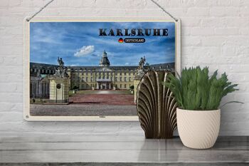 Plaque en tôle Villes Karlsruhe Fontaine du château 30x20cm 3