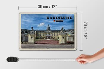 Plaque en tôle Villes Karlsruhe Fontaine du château 30x20cm 4