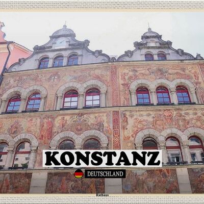 Cartel de chapa ciudades Arquitectura del ayuntamiento de Konstanz 30x20cm