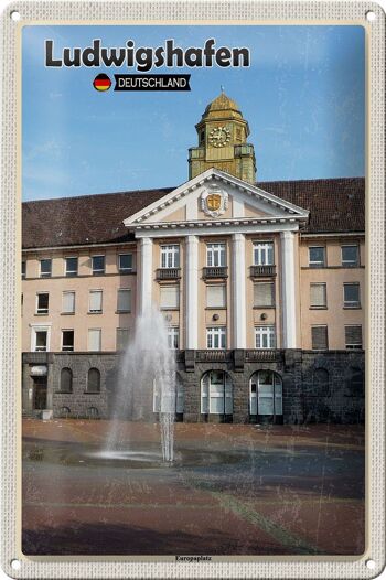 Plaque en tôle Villes Ludwigshafen Fontaine Europaplatz 20x30cm 1