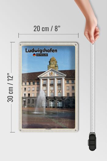 Plaque en tôle Villes Ludwigshafen Fontaine Europaplatz 20x30cm 4