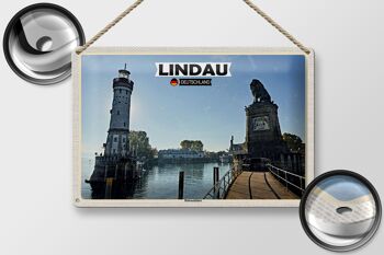 Panneau en étain villes Lindau, entrée du port, bâtiments fluviaux, 30x20cm 2