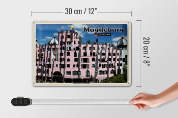 Panneau en étain villes Magdebourg bâtiments Hundertwasser 30x20cm 4