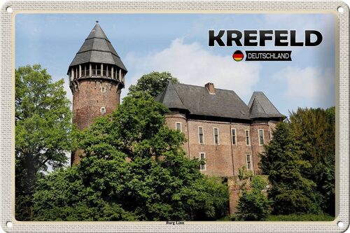 Blechschild Städte Krefeld Burg Linn Schloss 30x20cm