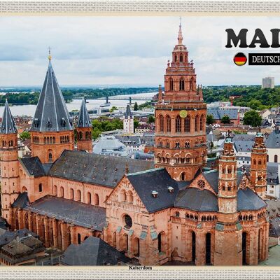 Cartel de chapa de ciudades Maguncia, catedral imperial, iglesia, cristianismo, 30x20cm