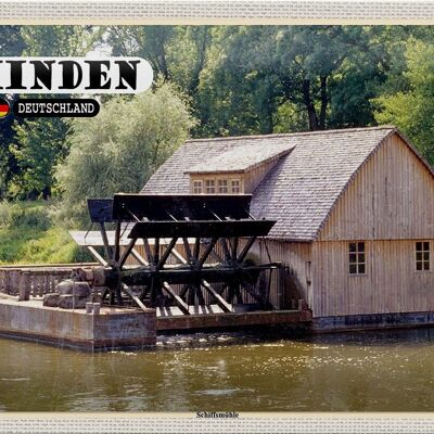 Blechschild Städte Minden Schifssmühle Fluss 30x20cm