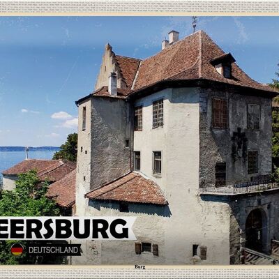 Targa in metallo città Architettura del castello di Meersburg 30x20 cm