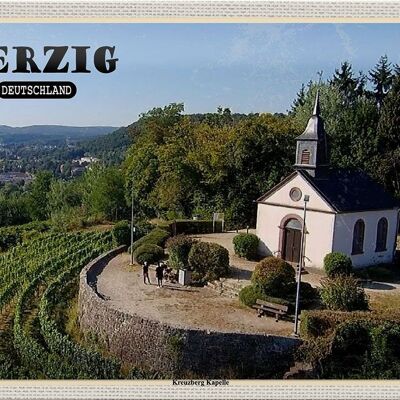 Cartel de chapa ciudades Merzig Kreuzberg capilla montaña 30x20cm