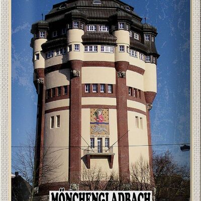 Targa in metallo città Mönchengladbach Nuova torre dell'acqua 20x30 cm