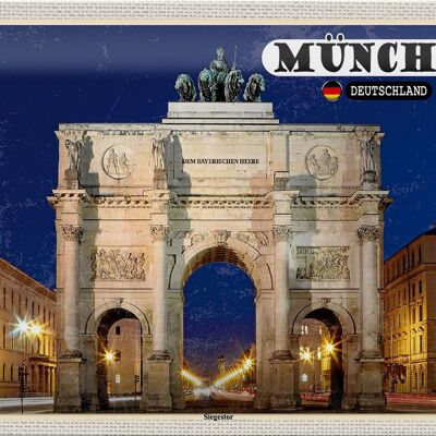 Cartel de chapa ciudades Munich Siegestor arquitectura 30x20cm