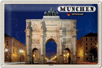 Plaque en tôle villes Munich Siegestor architecture 30x20cm 1