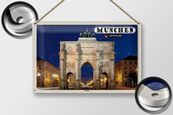 Plaque en tôle villes Munich Siegestor architecture 30x20cm 2