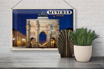 Plaque en tôle villes Munich Siegestor architecture 30x20cm 3