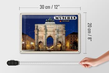 Plaque en tôle villes Munich Siegestor architecture 30x20cm 4
