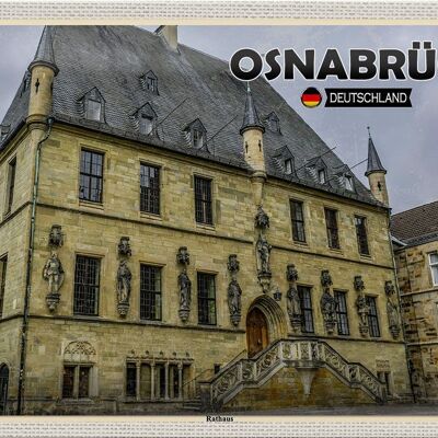 Cartel de chapa ciudades Osnabrück arquitectura del ayuntamiento 30x20cm